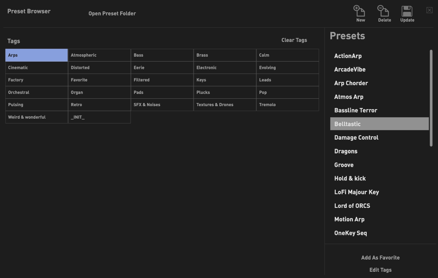 Presets screenshot